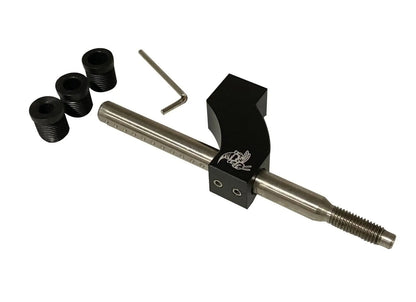 Interior view of a Jack Spania Racing adjustable shifter extender installed in a Honda, Acura, Nissan, Subaru, Mazda, or Infiniti vehicle.