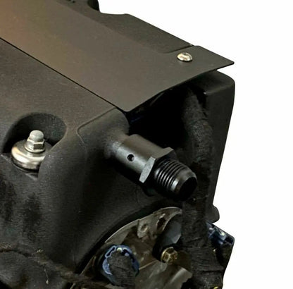 Jack Spania Racing breather fitting adapter for Honda Acura valve cover, 10AN Type S EK CRX K Swap engine parts.