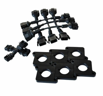 Audi B5 S4 C5 A6 2.7T coil conversion harness CNC plate ICM bypass kit by Jack Spania Racing, showing engine component details.