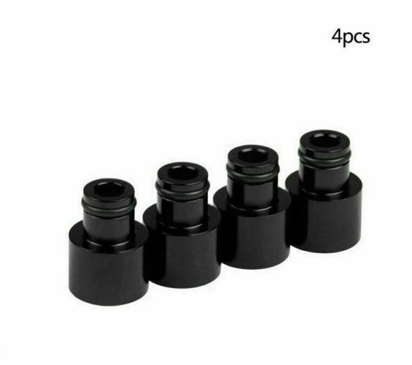 Honda Acura RDX fuel injector conversion top hats for B18 B16 D16 B20 H22 F22 engines, by Jack Spania Racing, shown on engine parts.
