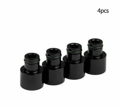 Honda Acura RDX fuel injector conversion top hats for B18 B16 D16 B20 H22 F22 engines, by Jack Spania Racing, shown on engine parts.