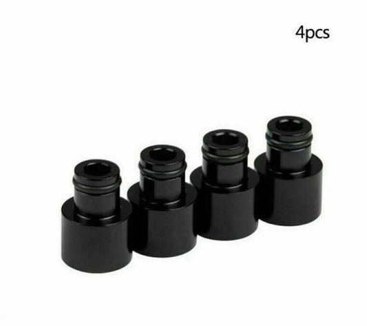 Honda Acura RDX fuel injector conversion top hats for B18 B16 D16 B20 H22 F22 engines, by Jack Spania Racing, shown on engine parts.