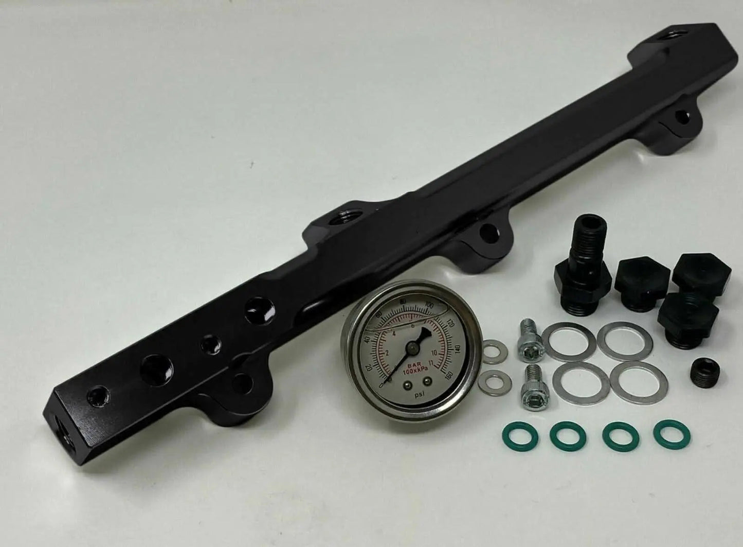 Jack Spania Racing H F Series high flow fuel rail for Honda Prelude H22 H23 and Accord F22 engine parts, shown installed.