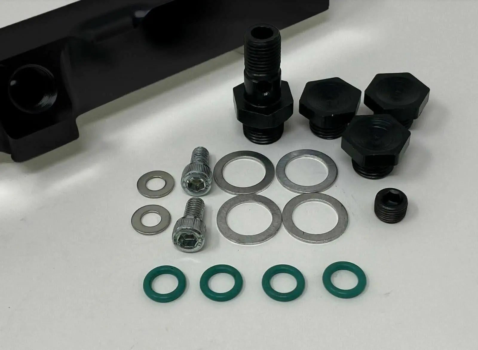 Jack Spania Racing H F Series high flow fuel rail for Honda Prelude H22 H23 and Accord F22 engine, mounted on engine with hoses and fittings.