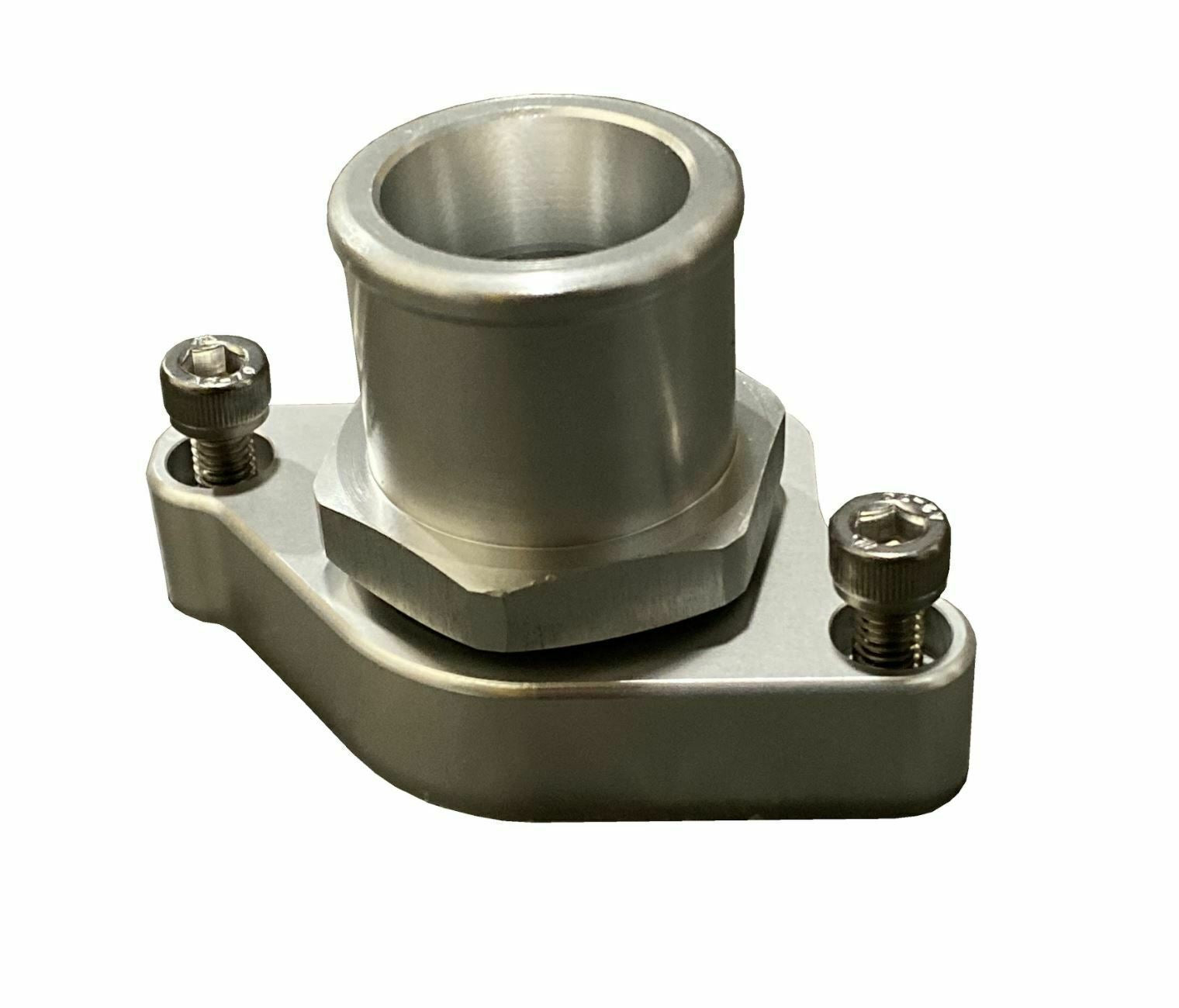Jack Spania Racing Acura Integra GSR B18C1 DC2 upper coolant housing water neck, 1.25 inch engine part with metal finish.