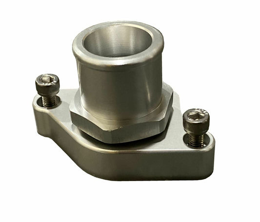 Jack Spania Racing Acura Integra GSR B18C1 DC2 upper coolant housing water neck, 1.25 inch engine part with metal finish.