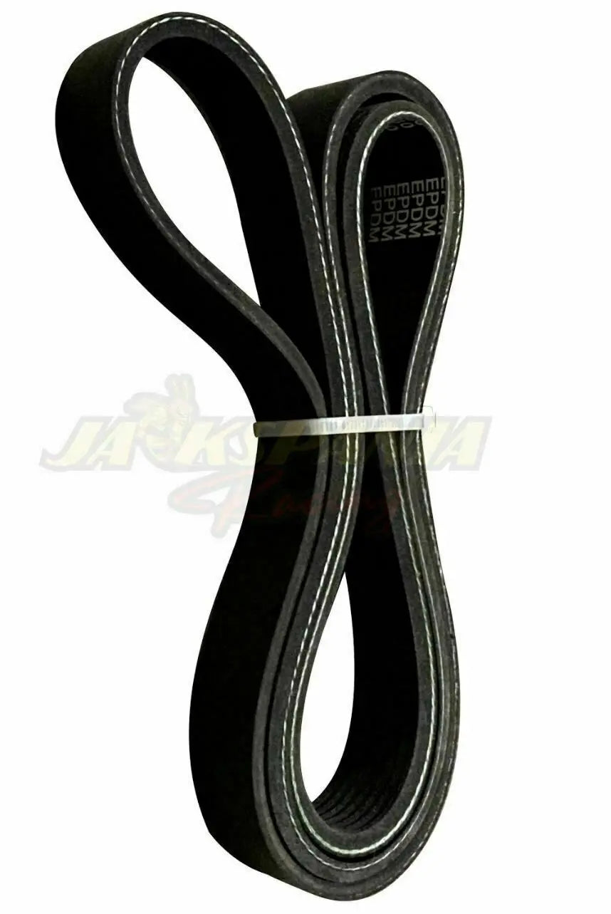 Jack Spania Racing replacement serpentine belt for K-Tuned AC PS Eliminator Kit, 7PK1230, 7-rib engine part showing the black belt.