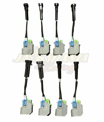 JackSpania Racing LS wire harness adapter for Mini Delphi Multec to USCAR EV6 fuel injectors, engine parts for vehicle compatibility.