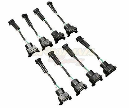 Wire harness adapter for Mini Delphi Multec to Jetronic EV1 fuel injectors, compatible with LS engine, by Jack Spania Racing.