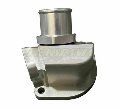 Jack Spania Racing B D Series thermostat coolant housing for Honda Acura B16 B18 B20 Civic GSR engine parts, with 16AN fitting.