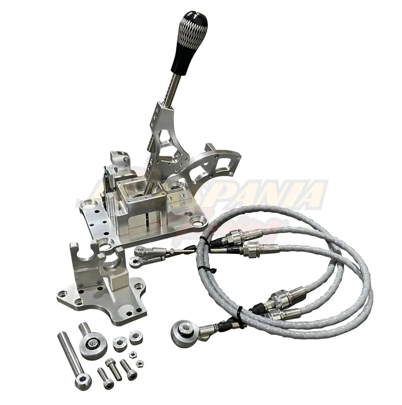 Jack Spania Racing RSX shifter box cables and shift linkage for H22 H23 H F Series swaps in Prelude and Civic transmission systems.