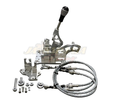 RSX shifter box cables and shift linkage for H22, H23, F series swaps on Honda Prelude and Civic transmission parts by Jack Spania Racing