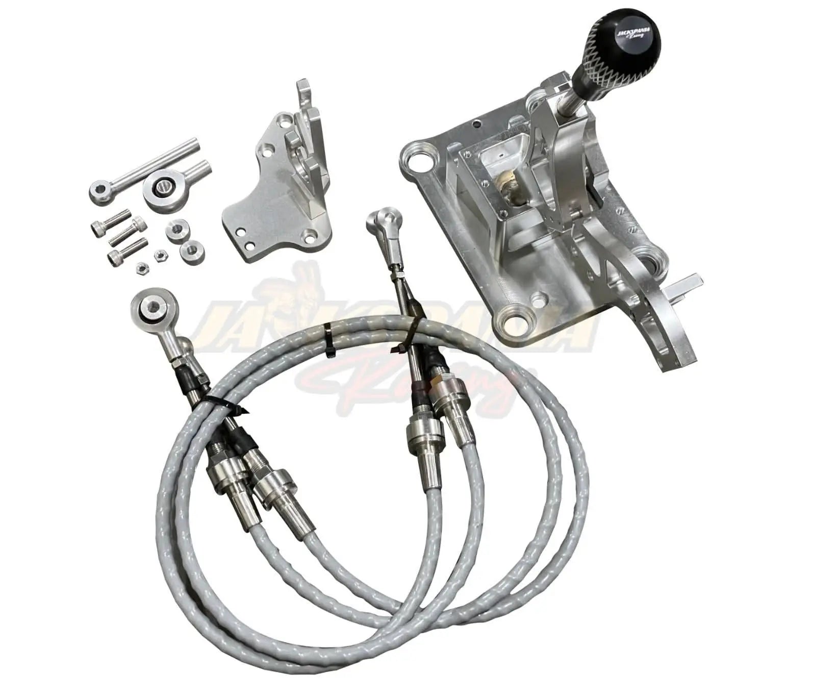 RSX shifter box cables and shift linkage for H22, H23, F Series swaps in Prelude and Civic by Jack Spania Racing.
