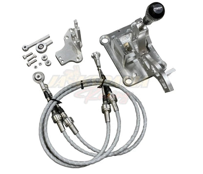 RSX shifter box cables and shift linkage for H22, H23, F Series swaps in Prelude and Civic by Jack Spania Racing.