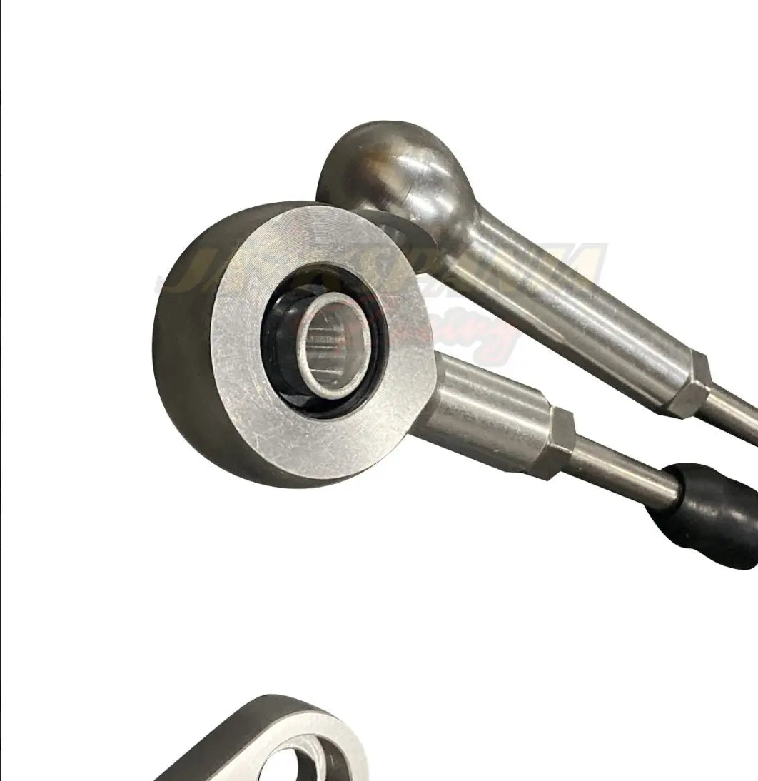 Jack Spania Racing B Series AWD shifter cables and B16 B18 B20 transmission bracket for Honda Civic, CRX, and CRV models.