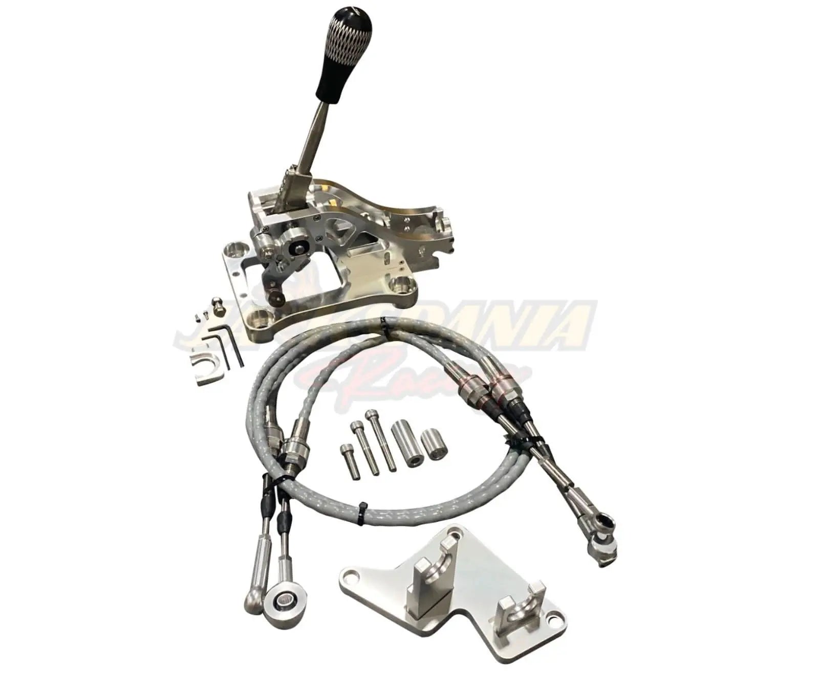 Jack Spania Racing B Series AWD shifter cables and transmission bracket for B16, B18, B20 engines on Honda Civic and CRV.