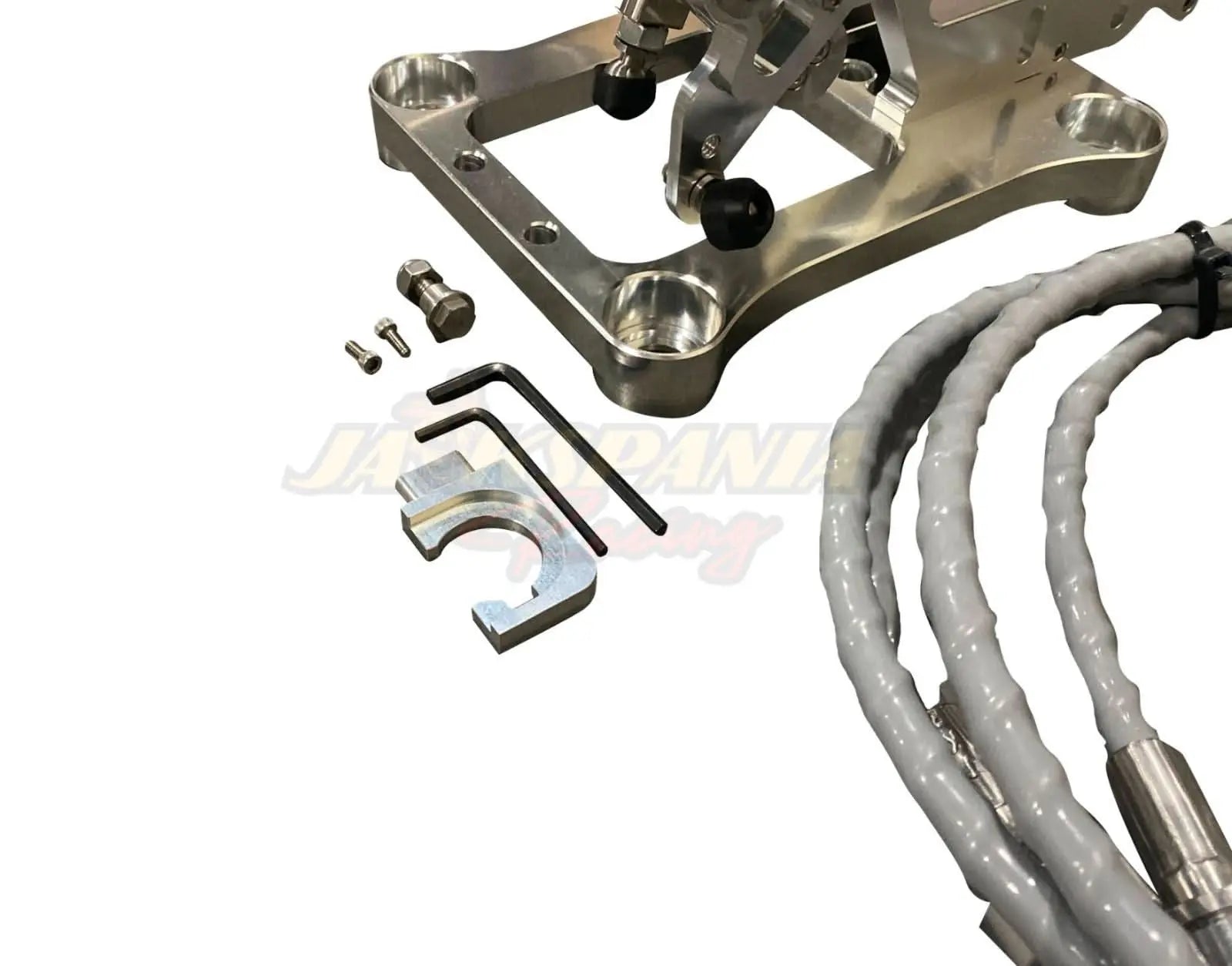 Jack Spania Racing B Series AWD shifter cables and B16 B18 B20 transmission bracket for Honda Civic and CRV models.