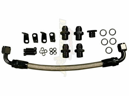 Billet OE LS fuel rail kit from Jack Spania Racing for GM LS1, LS2, LS6 V8 EFI engines on stock intake manifolds.