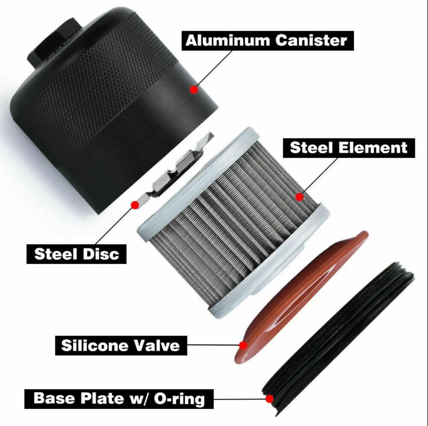 Jack Spania Racing Race Spec reusable billet oil filter for Honda Acura K-series K20 K24 engine swaps, durable engine part.