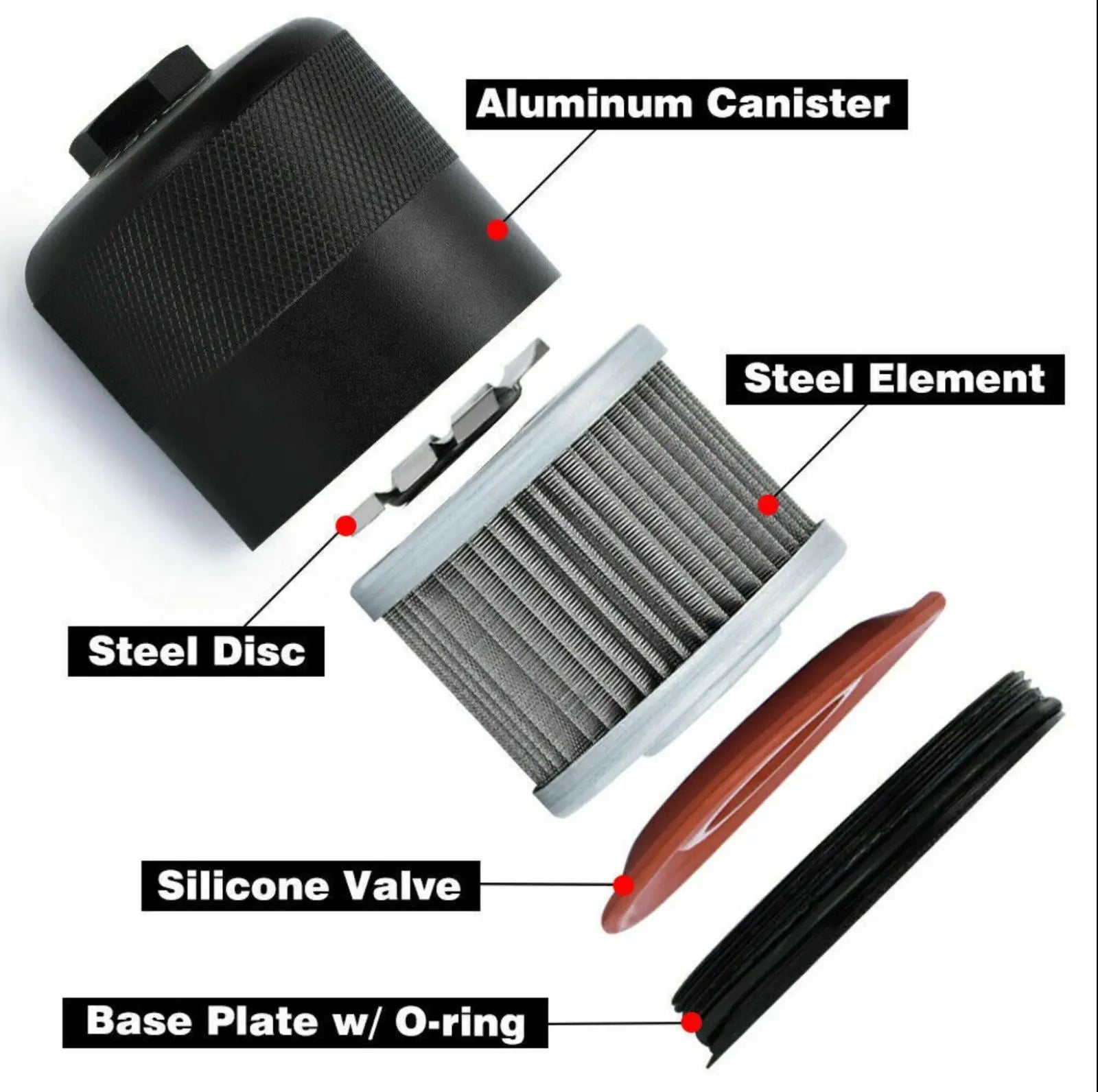 Jack Spania Racing Race Spec reusable billet oil filter for Honda Acura K-series K20 K24 engine swaps, durable engine part.