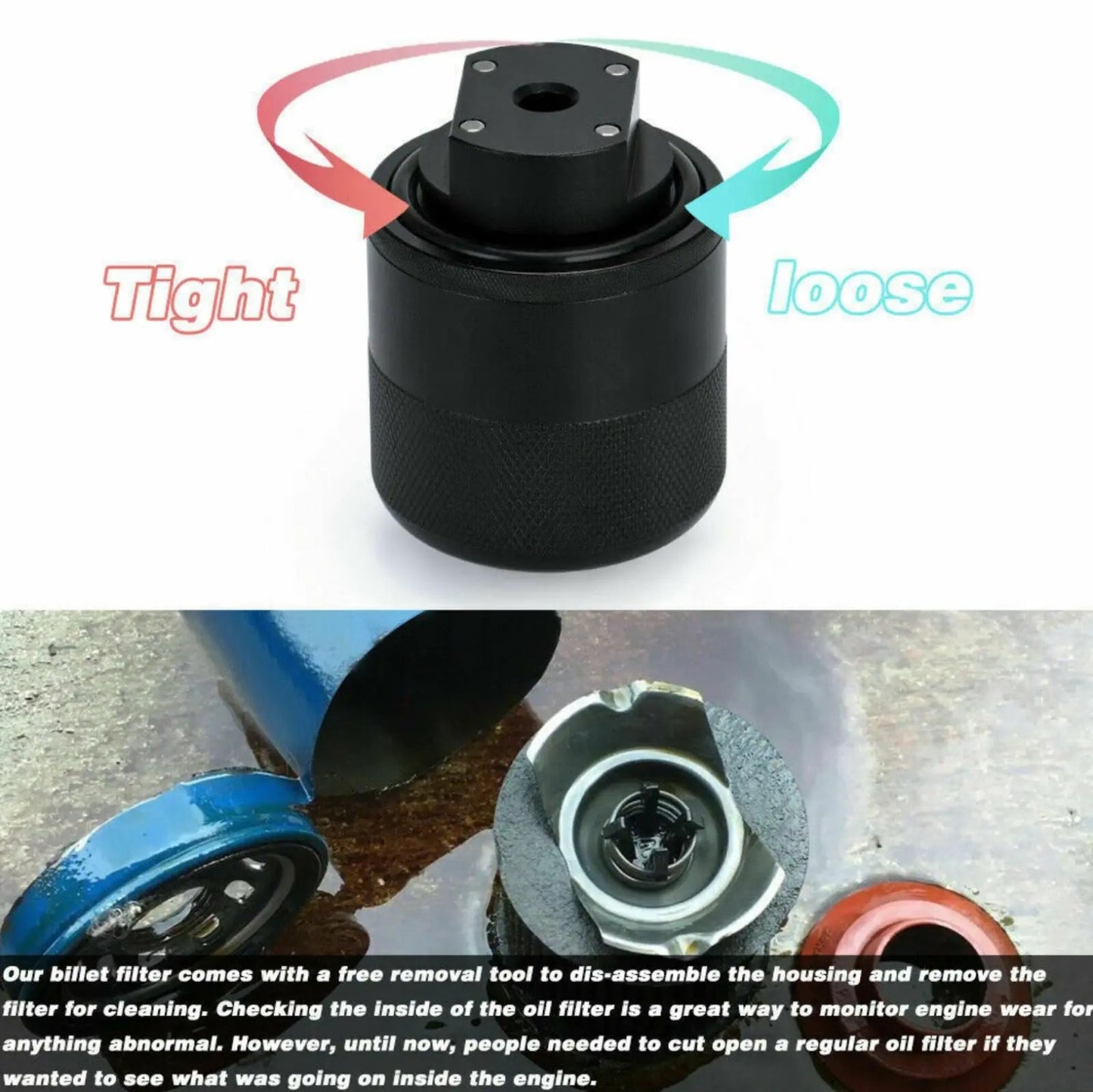 Jack Spania Racing Race Spec reusable billet oil filter for Honda Acura K-Series K20 K24 engine swap, engine parts accessory.