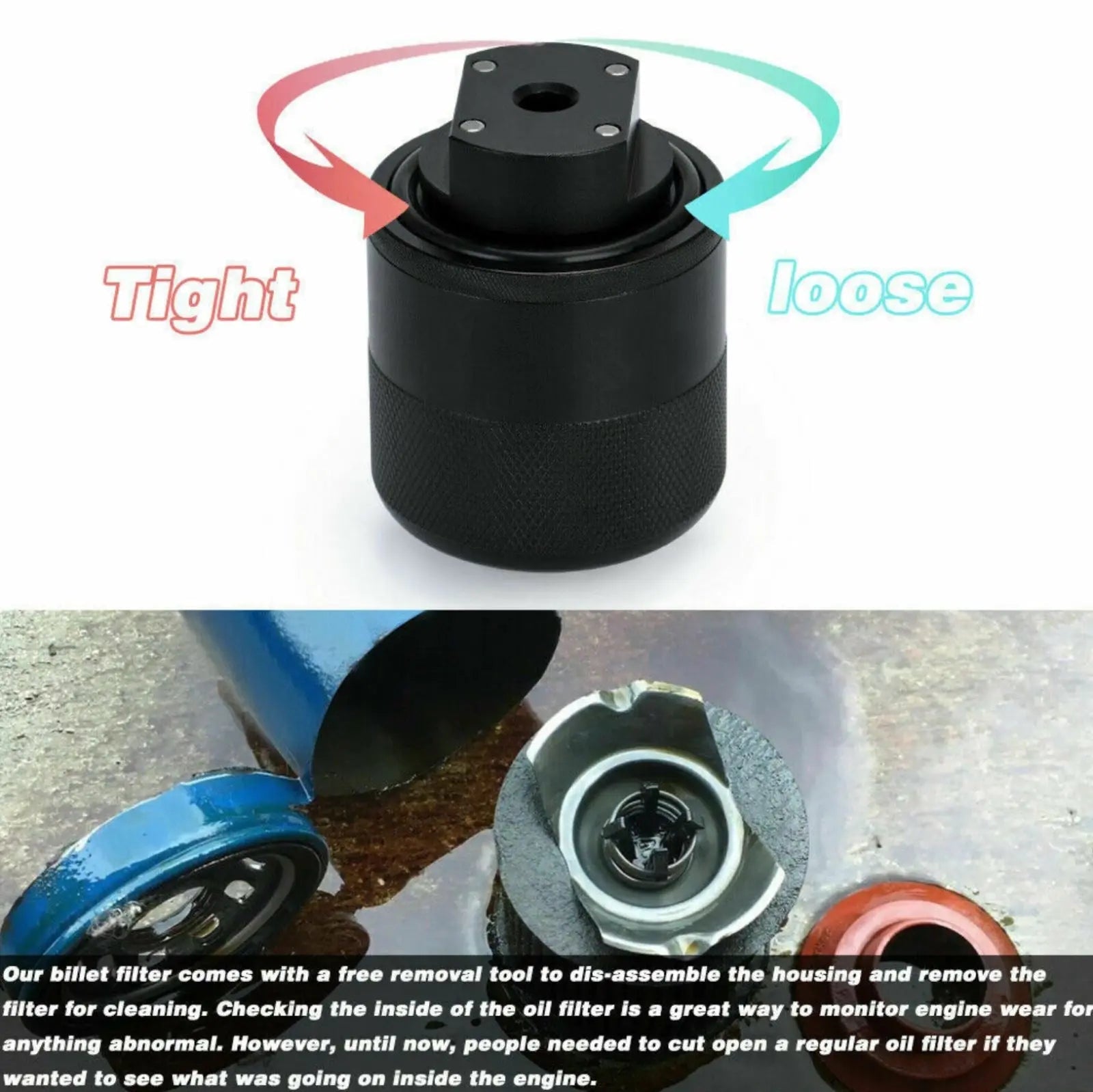 Jack Spania Racing Race Spec reusable billet oil filter for Honda Acura K-Series K20 K24 engine swap, engine parts accessory.