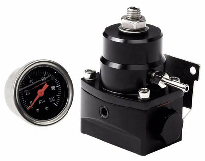 Jack Spania Racing adjustable EFI fuel pressure regulator kit with gauge, AN6 fitting, for engine fuel system, 30-70 PSI