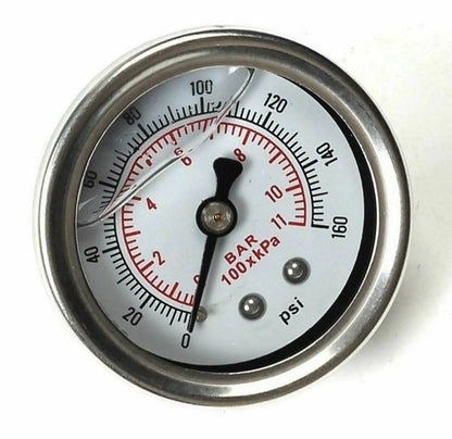 Jack Spania Racing adjustable EFI fuel pressure regulator kit with gauge, AN6 fittings, for engine fuel system, 30-70 PSI.