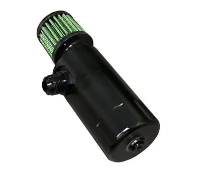 Jack Spania Racing billet oil catch can kit for Mitsubishi Evo 8 9 4G63T engine, VTA crankcase, 2003-2007, image shows installed part