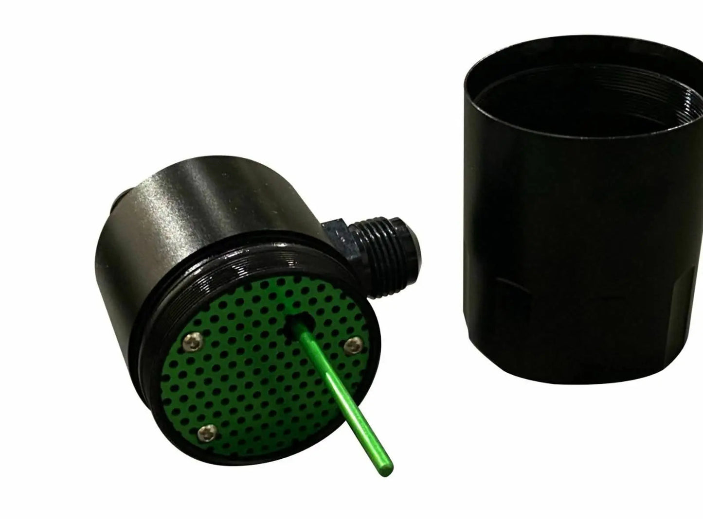 Jack Spania Racing billet oil catch can kit for Mitsubishi Evo 8/9 4G63T engine, featuring metal construction and VTA crankcase connection.