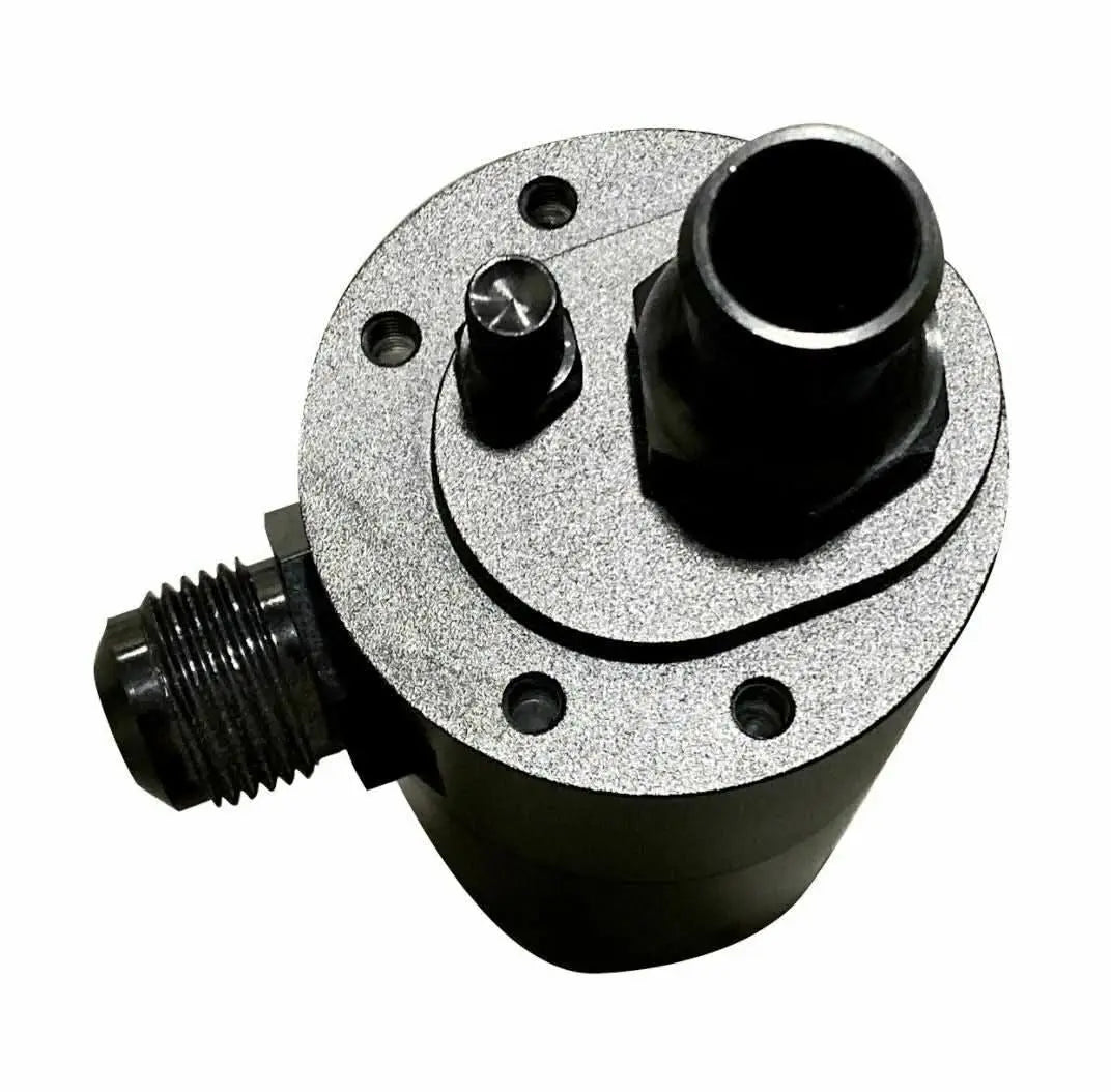 Jack Spania Racing billet oil catch can kit for Mitsubishi Evo 8, 9, and 4G63T VTA crankcase engine parts, shown in image.