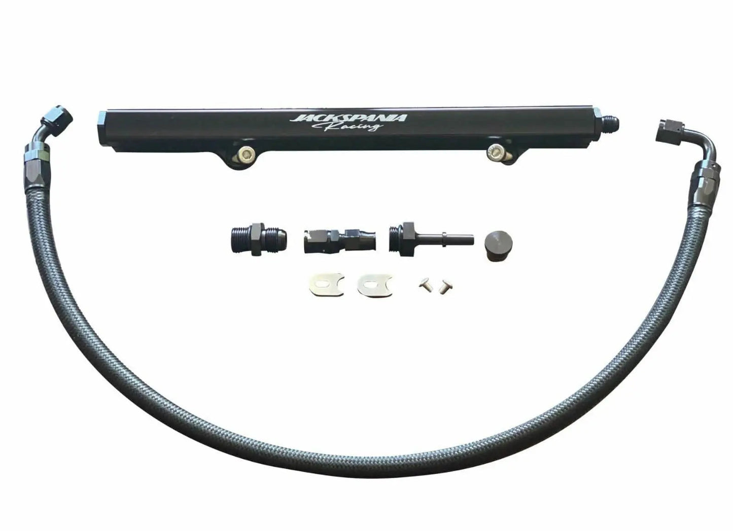 Jack Spania Racing K20 K24 K Series fuel rail line kit for Acura RSX and Honda Civic Si, featuring AN6 hardline engine parts.