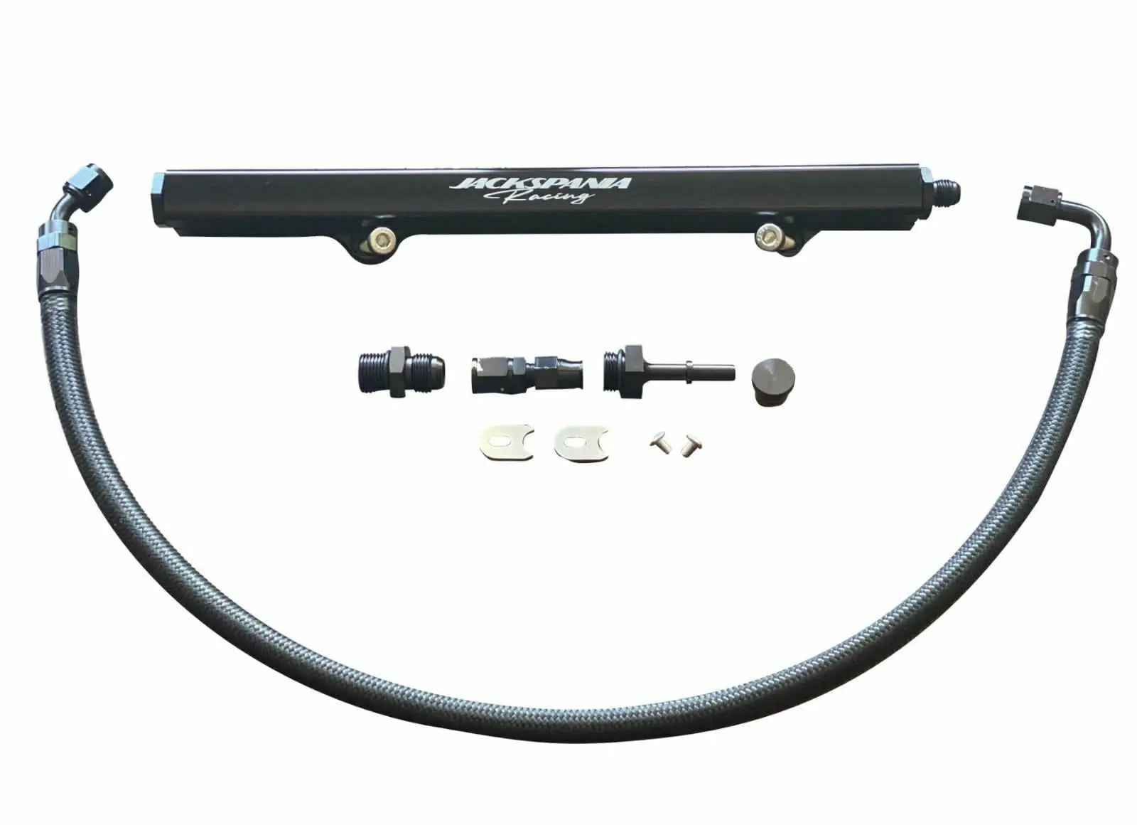 Jack Spania Racing K20 K24 K Series fuel rail line kit for Acura RSX and Honda Civic Si, featuring AN6 hardline engine parts.