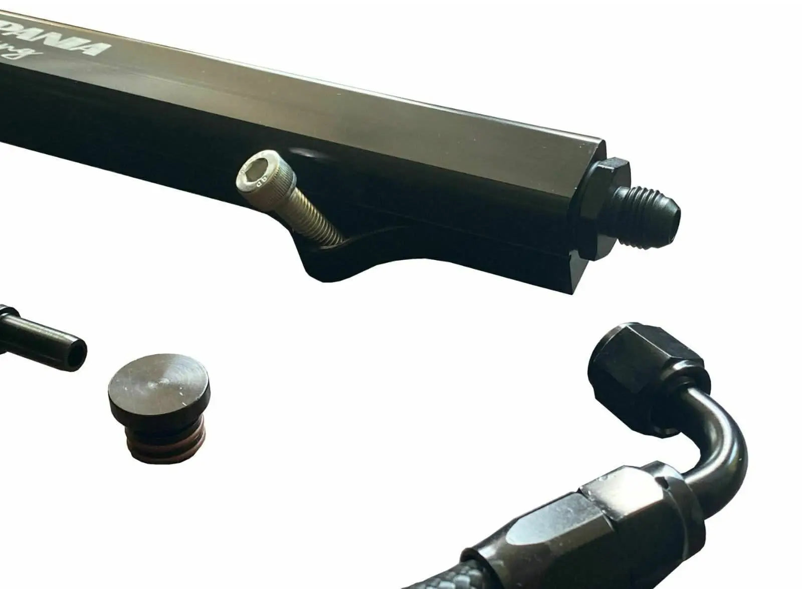 Jack Spania Racing K20 K24 fuel rail line kit with AN6 hardline for Acura RSX and Honda Civic Si engine parts.