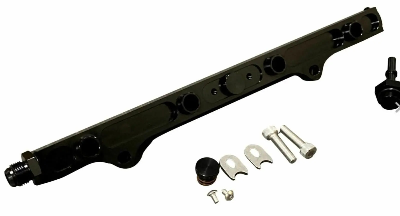 Jack Spania Racing K20 K24 fuel rail line kit for Acura RSX and Honda Civic Si, featuring AN6 hardline engine parts.