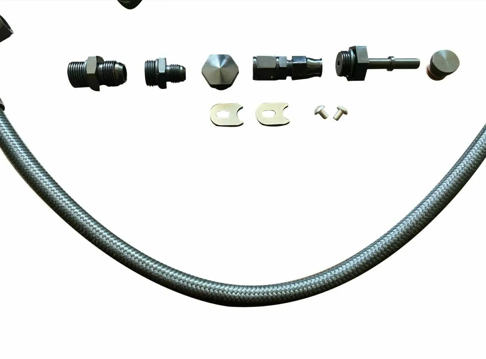 Jack Spania Racing K20 K24 fuel rail line kit for Acura RSX and Honda Civic Si, featuring AN6 hardlines and engine parts.