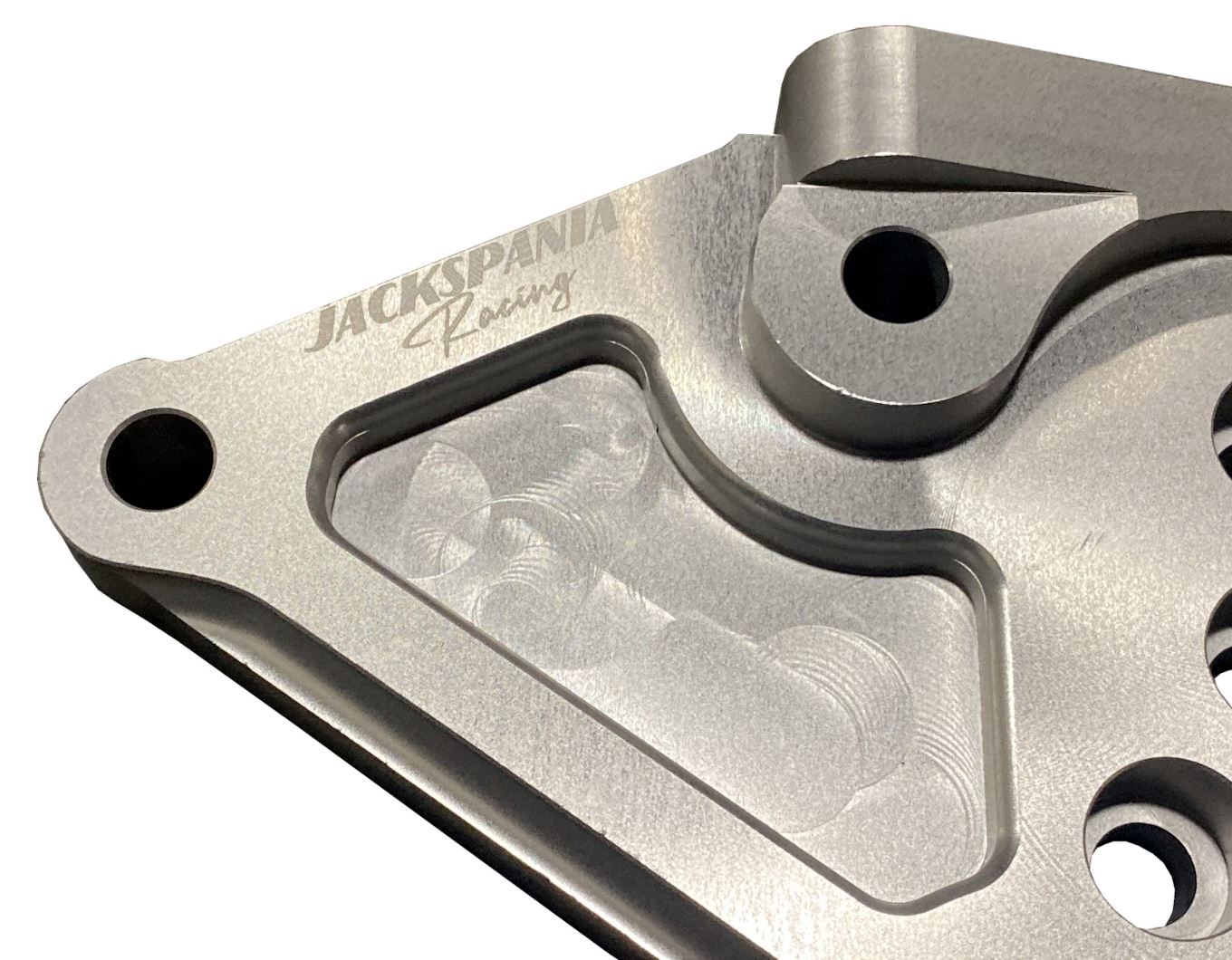 Jack Spania Racing CRV passenger post engine mount bracket for Honda Acura K20 swap, showing the metal bracket component.