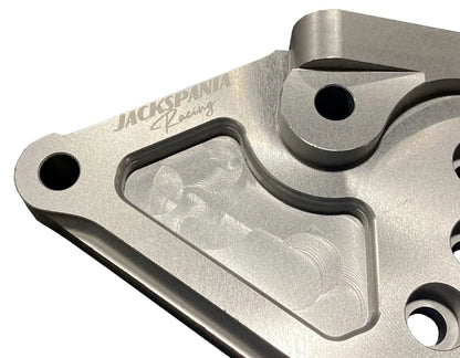 Passenger post engine mount bracket for K24 swap, compatible with Integra RSX Civic 8th Gen Si DC2, by Jack Spania Racing.