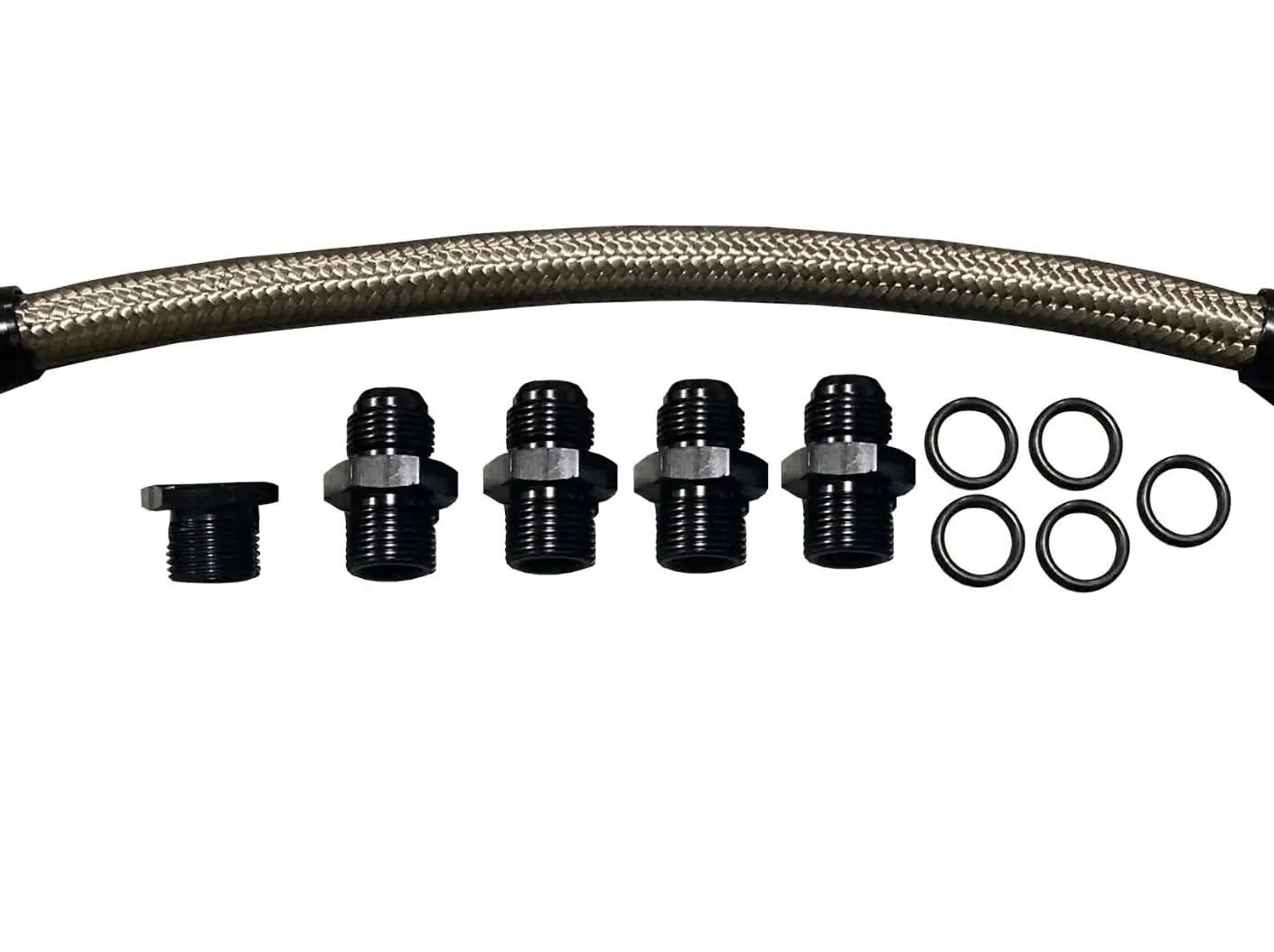 LS Crossover Fuel Line Kit with -6AN and -8AN fittings for LS1, LS2, LS3, LS6, LS7, LSX V8 engines, by Jack Spania Racing