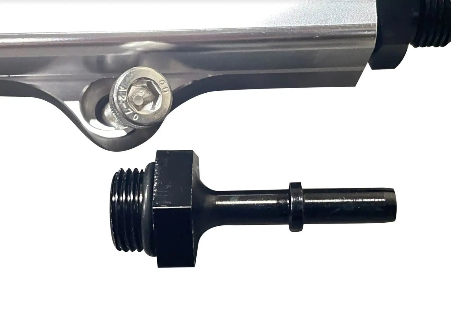 6AN 8AN CNC billet fuel rail for Honda Acura K Swap engine, made by Jack Spania Racing, with polished metal finish and mounting points