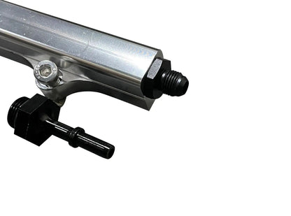 Billet CNC fuel rail for 6AN/8AN K Swap engine, compatible with Honda and Acura EK EG models, by Jack Spania Racing.