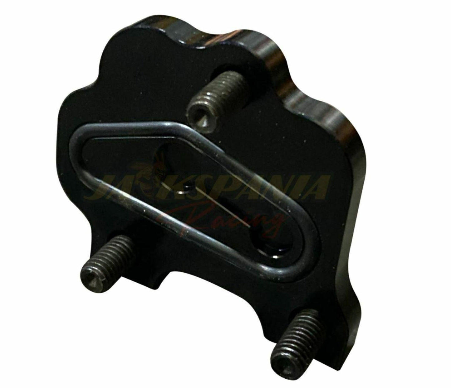 Jack Spania Racing billet VTEC VTC block off combo for Honda Acura K20 K24 K Series engines, shown on engine part.