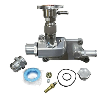 Jack Spania Racing K Series Upper Coolant Housing Temp Sensor for K20Z3 and K24 engines with 16AN fitting.
