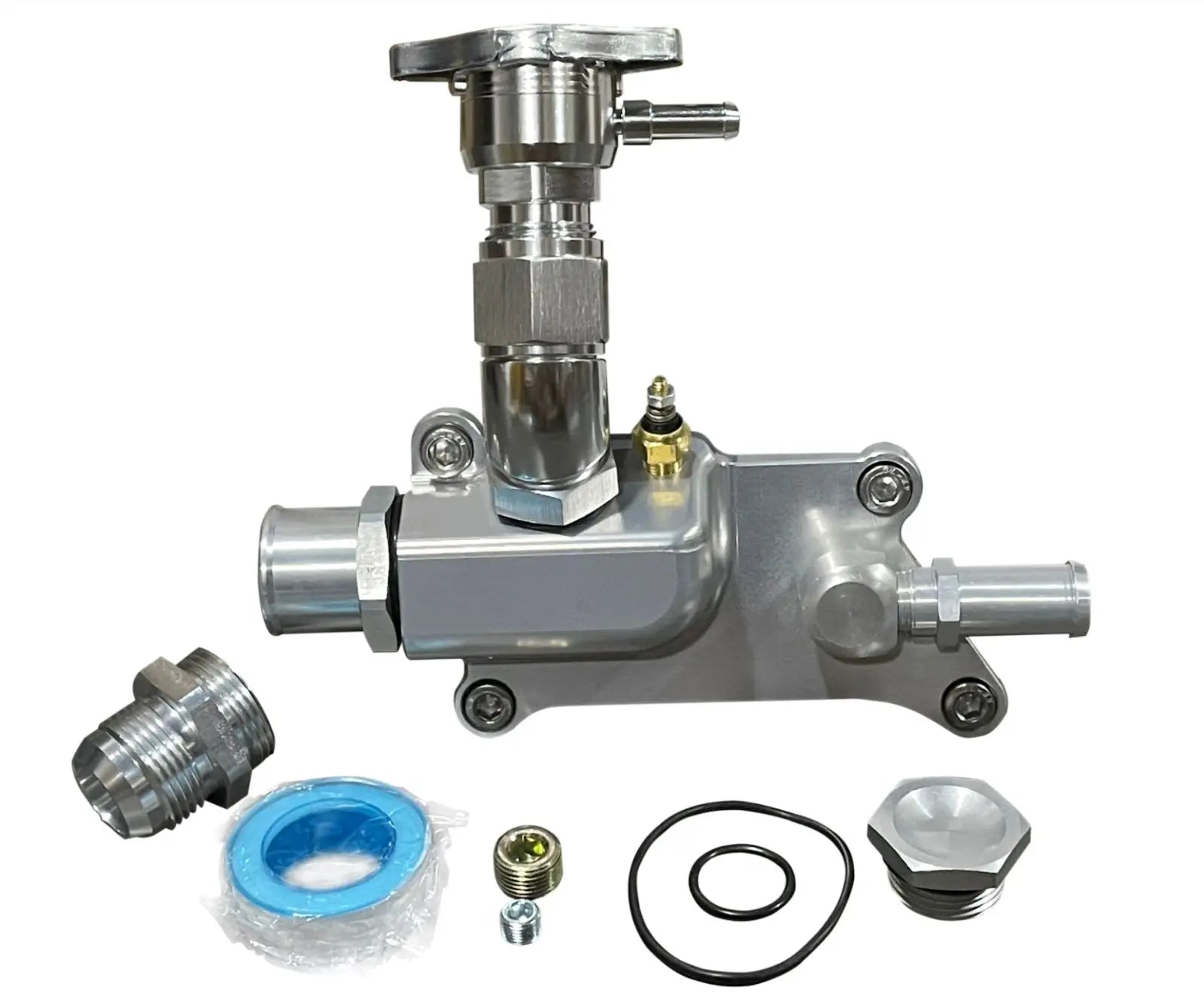 Jack Spania Racing K Series upper coolant housing temp sensor for K20Z3 and K24 engines, with 16AN fitting.