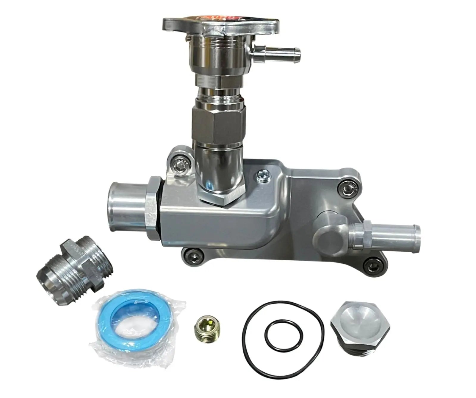 Jack Spania Racing K Series upper coolant housing temp sensor for K20Z3 and K24 engines, with 16AN fitting.