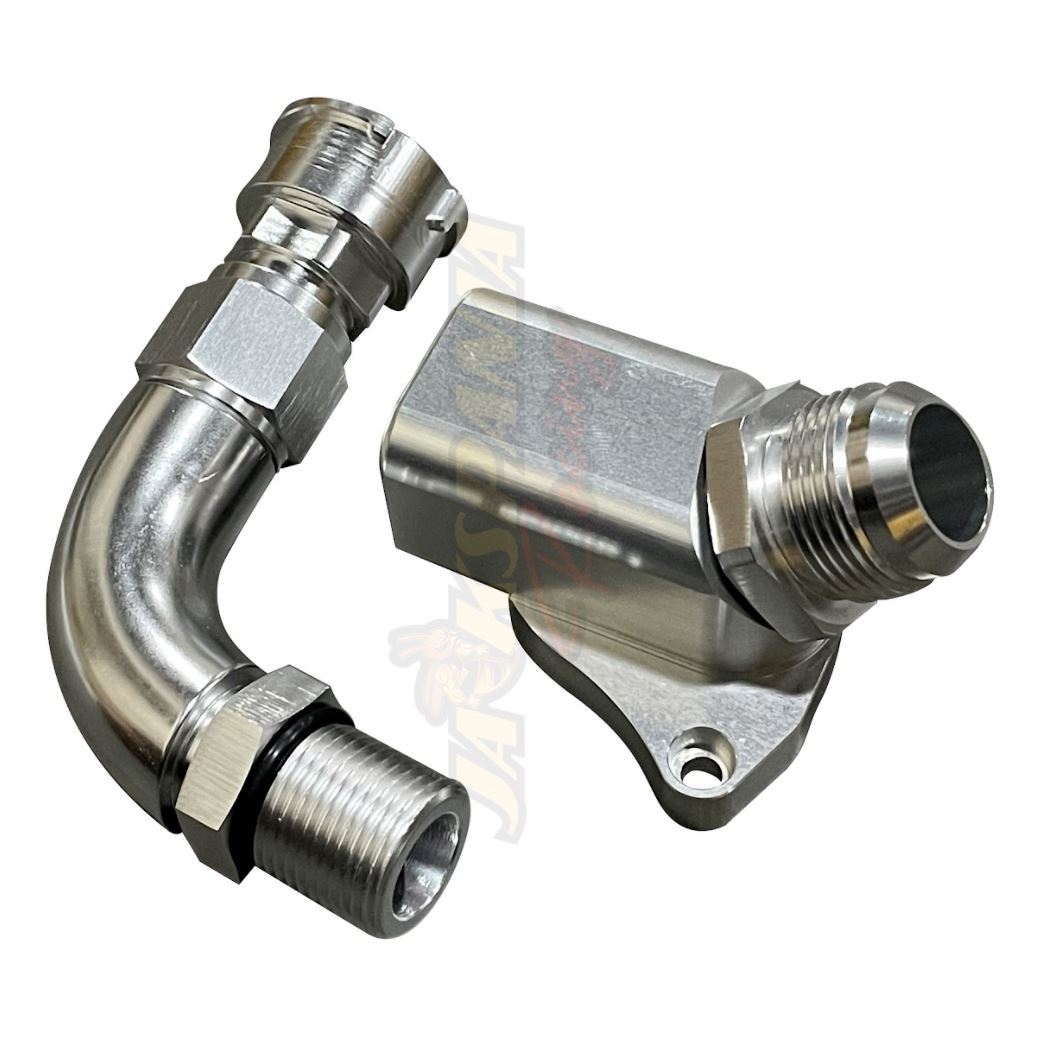 Upper coolant housing filler neck with 16AN fitting for B16 B18C5 engines, compatible with Honda Civic Type R DC2 Si CRX.