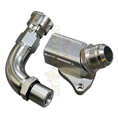 Upper coolant housing filler neck with 16AN fitting for B16 B18C5 engines, compatible with Honda Civic Type R DC2 Si CRX.