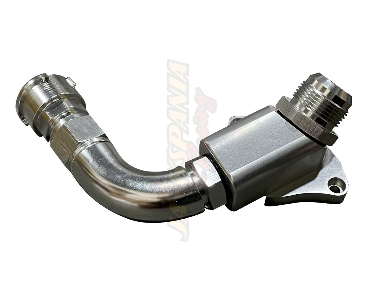 Jack Spania Racing upper coolant housing filler neck with B16 B18C5 16AN fitting for Honda Civic Type R DC2 Si and CRX engine.
