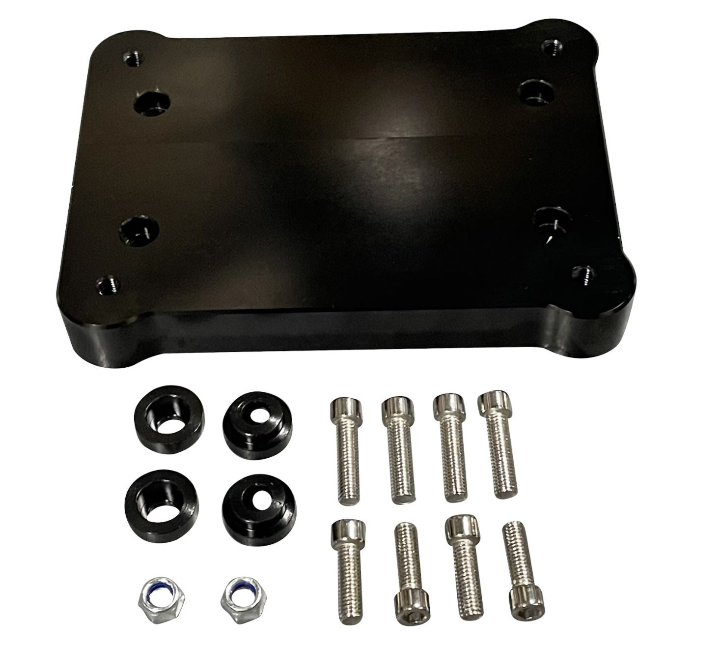 Jack Spania Racing K20 K24 shifter base plate and hardware for Honda Civic, Integra, and CRX K-Series transmission parts.