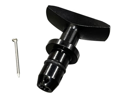 Black billet aluminum oil dipstick handle for Ford Mustang GT V8 LS engine, by Jack Spania Racing, suitable for LS1, LS2, LS3, LS6 engines